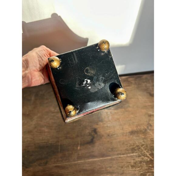 Vintage Red Toile Square Metal Planter | Urn Planter | French Decor - Picture 3 of 4